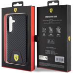 Ferrari PU Leather Bottom Carbon kryt pre Samsung Galaxy S24, čierny