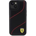 Ferrari PU Leather Perforated Slanted Line kryt pre iPhone 15 Black