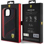 Ferrari PU Leather Perforated Slanted Line kryt pre iPhone 15 Black