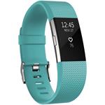 Fitbit Charge 2 Teal Silver, fitness náramok, L, strieborný