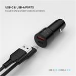 Fixed autonabíjačka s USB-C a USB-A výstupom, podpora PD 3.0, 63W, čierna