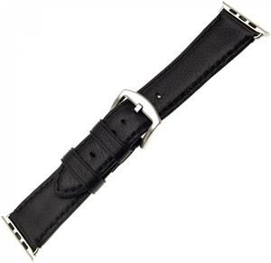 Fixed Berkeley kožený remienok pre Apple Watch 42/44/45/49mm so striebornou sponou, velikost L, čierny