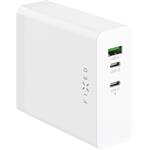 Fixed Charging Station sieťová GaN nabíjačka s 2x USB-C a USB výstupom, podpora PD 3.1, 140W, biela