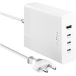 Fixed Charging Station sieťová GaN nabíjačka s 3x USB-C a USB výstupom, podpora PD 3.0, 200W, biela, (rozbalené)