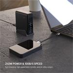 Fixed Clip Cable kábel USB-C/USB-C, s karabínou, 3.2 Gen 2 10Gb/s, 4K60Hz, PD 240W, čierny