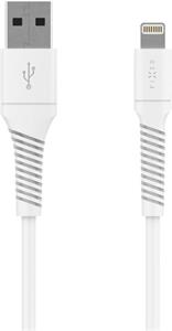 Fixed dátový a nabíjací kábel s konektormi USB/Lightning, 1.2m, USB 2.0, biely