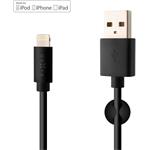 Fixed dlhý dátový a nabíjací kábel s konektormi USB/Lightning, 2 metre, MFI certifikácia, čierny