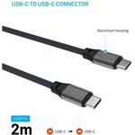 Fixed dlhý magnetický nabíjací a dátový opletený kábel s konektormi USB-C/USB-C a podporou PD, 2m, USB 2.0, 240W, sivý