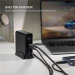 Fixed dokovacia GaN stanica s displejom, 4x USB-C a USB, PD 3.2, 140W, čierna
