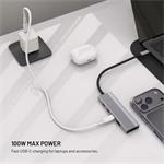 Fixed HUB Core 5-portový hliníkový USB-C, pre notebooky a tablety, 100W, PD 3.0, space gray