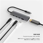 Fixed HUB Core 5-portový hliníkový USB-C, pre notebooky a tablety, 100W, PD 3.0, space gray