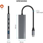 Fixed HUB Core 5-portový hliníkový USB-C, pre notebooky a tablety, 100W, PD 3.0, space gray