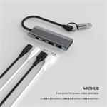 Fixed HUB Port 4-portový hliníkový USB-C s USB-A adaptérom, space gray