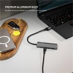 Fixed HUB Port 4-portový hliníkový USB-C s USB-A adaptérom, space gray