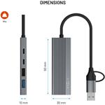Fixed HUB Port 4-portový hliníkový USB-C s USB-A adaptérom, space gray