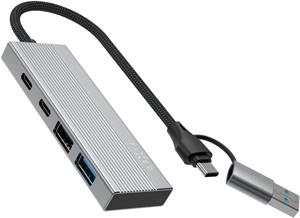 Fixed HUB Port 4-portový hliníkový USB-C s USB-A adaptérom, space gray