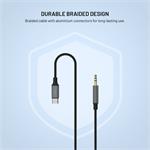 Fixed Link audio kábel USB-C na 3,5 mm jack, 1.5 m, space gray