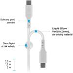 Fixed Liquid silicone kábel USB-C, PD, 2m, 60W, biely