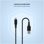 Fixed Liquid silicone krátký nabíjací a dátový kábel s konektormi USB/USB-C a podporou PD, 0.3m, USB 2.0, 60W, čierny