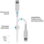 Fixed Liquid silikóne kábel USB-C na Lightning M/M, PD, 0,5m, 60W, MFI, biely