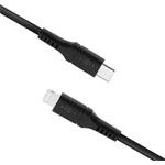 Fixed Liquid silikóne kábel USB-C na Lightning M/M, PD, 0,5m, 60W, MFI, čierny