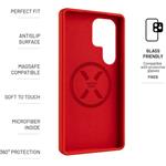 Fixed MagFlow kryt s podporou MagSafe pre Samsung Galaxy S25 Ultra, červený