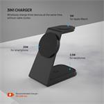Fixed MagPowerstation Alu 3 stojanček s bezdrôtovým nabíjaním 3v1 s podporou MagSafe, 25W+5W+3.5W, Qi2.2, čierny