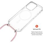 Fixed MagPure Neck puzdro s ružovou šnúrkou na krk pre Apple iPhone 17e/16e