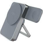 Fixed MagZen 5 Stand powerbanka so stojanom s integrovanou Apple Watch nabíjačkou a podporou MagSafe, 5 000 mAh, sivá