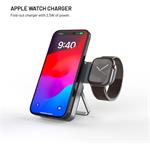 Fixed MagZen 5 Stand powerbanka so stojanom s integrovanou Apple Watch nabíjačkou a podporou MagSafe, 5 000 mAh, sivá