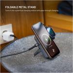 Fixed MagZen 5 Stand powerbanka so stojanom s integrovanou Apple Watch nabíjačkou a podporou MagSafe, 5 000 mAh, sivá