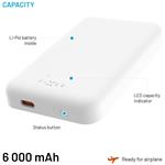Fixed MagZen Powerbanka s bezdrôtovým nabíjaním a podporou Magsafe, 6 000 mAh, biela