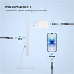 Fixed Media Cable, krátky opletený kábel s konektormi USB-C/USB-C, PD 3.1, 0.35m, USB4 Gen3 40Gbps, 8K60Hz, 240W, čierny