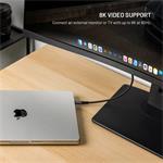 Fixed Media Cable, krátky opletený kábel s konektormi USB-C/USB-C, PD 3.1, 0.35m, USB4 Gen3 40Gbps, 8K60Hz, 240W, čierny