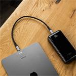 Fixed Media Cable, krátky opletený kábel s konektormi USB-C/USB-C, PD 3.1, 0.35m, USB4 Gen3 40Gbps, 8K60Hz, 240W, čierny