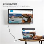 Fixed Media Cable, opletený kábel s konektormi USB-C/USB-C, PD 3.1, 2m, USB4 Gen3 40Gbps, 8K60Hz, 240W, čierny