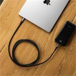 Fixed Media Cable, opletený kábel s konektormi USB-C/USB-C, PD 3.1, 2m, USB4 Gen3 40Gbps, 8K60Hz, 240W, čierny