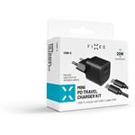 Fixed Mini set nabíjačky s USB-C výstupom a USB-C/USB-C káblom, PD, 1m, 20W, čierny