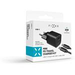 Fixed Mini set nabíjačky s USB-C výstupom a USB-C/USB-C káblom, PD, 1m, 30W, čierny