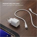 Fixed Mini set sieťovej GaN nabíjačky s USB-C výstupom a USB-C/USB-C káblom, podpora PD, 1,2 m, 30W, biely