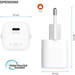Fixed Mini set sieťovej GaN nabíjačky s USB-C výstupom a USB-C/USB-C káblom, podpora PD, 1,2 m, 30W, biely
