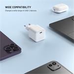 Fixed Mini Set sieťovej GaN nabíjačky s USB-C výstupom a USB-C/USB-C káblom, podpora PD, 2 metre, 65W, biely