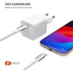 Fixed Mini Set sieťovej GaN nabíjačky s USB-C výstupom a USB-C/USB-C káblom, podpora PD, 2 metre, 65W, biely