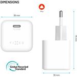 Fixed Mini Set sieťovej GaN nabíjačky s USB-C výstupom a USB-C/USB-C káblom, podpora PD, 2 metre, 65W, biely
