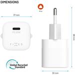 Fixed Mini Set sieťovej nabíjačky s USB-C výstupom a USB-C/USB-C káblom, podpora PD, 1,2 m, 20W, biely