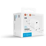 Fixed Mini Set sieťovej nabíjačky s USB-C výstupom a USB-C/USB-C káblom, podpora PD, 1,2 m, 20W, biely