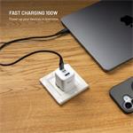 Fixed Mini Sieťová GaN nabíjačka s 2xUSB-C a USB výstupom, podpora PD, 100W, biela