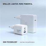 Fixed Mini Sieťová GaN nabíjačka s 2xUSB-C a USB výstupom, podpora PD, 100W, biela