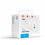 Fixed Mini Sieťová GaN nabíjačka s 2xUSB-C a USB výstupom, podpora PD, 100W, biela