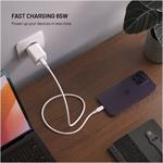 Fixed Mini sieťová GaN nabíjačka s 2xUSB-C a USB výstupom, podpora PD, 65W, biela